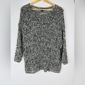 Eileen Fisher Black And White Half Sleeve Sweater